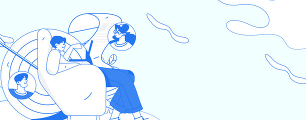 Job Interview People Flat Vector Concept Operation Hand Drawn Illustration
