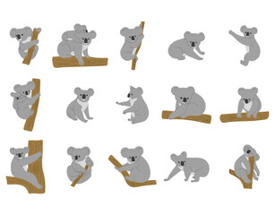Koala Collection 1 cute on a white background, vector illustration © Baby Corn