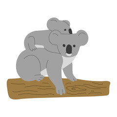 Koala Single 2 cute on a white background, vector illustration