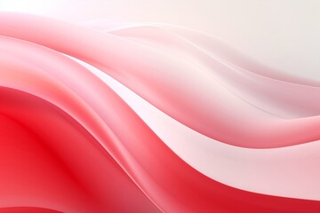 Obraz premium Calm red background with soothing abstract red and white ribbon waves. Created using generative AI.