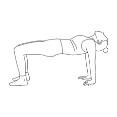 Line art of woman doing Yoga in two legged table pose vector