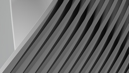 A sharp, linear modern art design with a sharp minimal flat ray curve An abstract, elegant and modern 3D rendering image in gray