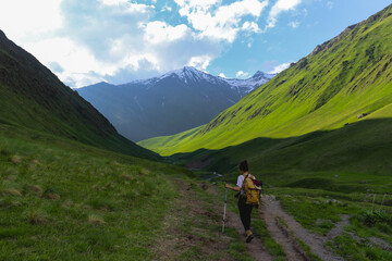 Fototapeta na wymiar hiking in the mountains of Caucasus, Georgia, Juta