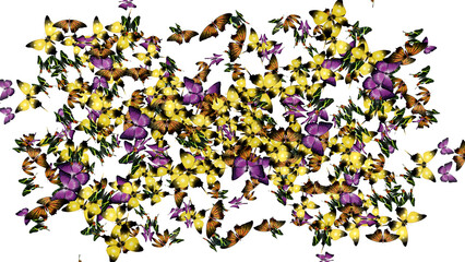 Flying butterflies on transparent background.