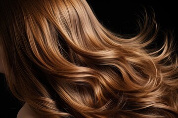 Fototapeta premium Back View of Woman with Beautiful Brown Wavy Hair | Fashionable Hairstyle