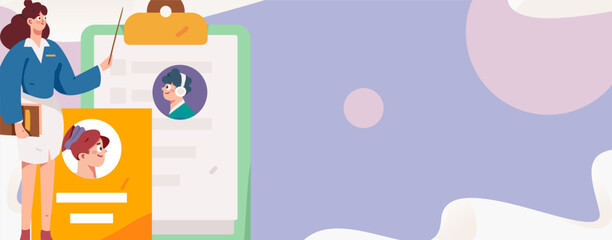 Job Interview People Flat Vector Concept Operation Hand Drawn Illustration
