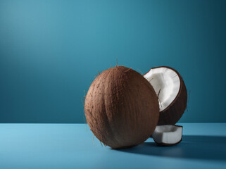 blue space trend concept background copy vegetarian fruit tropical ripe coconut organic. Generative AI.