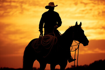 Fototapeta na wymiar Cowboy riding a horse in the Old West Prairie