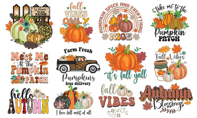 Retro Fall Sublimation Design Bundle