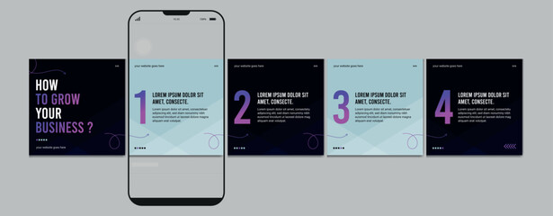 Set Of Instagram Carousel Post Template, Editable Instagram carousel post, social media carousel post for business, template eps 10. © Graphaxil