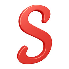 3D red alphabet letter s for education and text concept