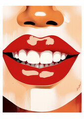 lipstick woman toothpaste lip pop red face poster illustration fashion teeth. Generative AI.