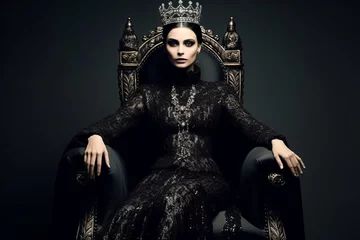 Fotobehang Gothic queen woman on a throne © Keitma