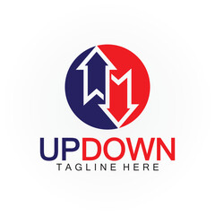 Arrows up down logo icon design template.
