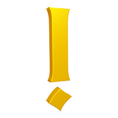 3D golden exclamation mark symbol or icon design