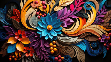 Colorful swirled flowers, design wallpaper, abstract background, colors pattern, AI generative