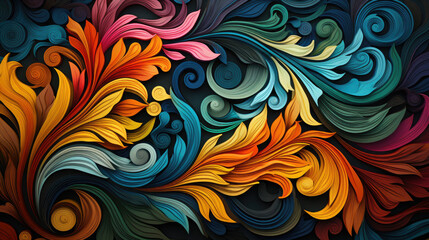 Colorful swirled flowers, design wallpaper, abstract background, colors pattern, AI generative