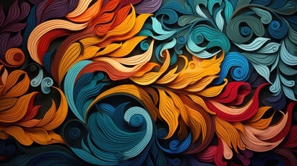 Colorful swirled flowers, design wallpaper, abstract background, colors pattern, AI generative