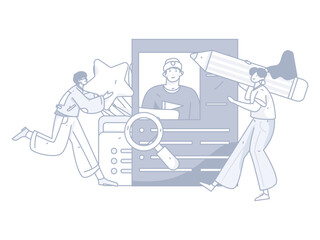 Job Interview People Flat Vector Concept Operation Hand Drawn Illustration
