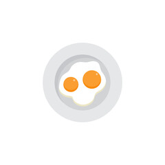 fried egg on plate vector illustration. sunny side up fried egg with bright yellow yoke. omelet for breakfast flat design