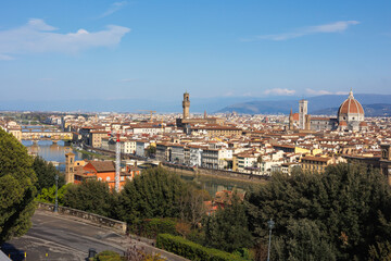 Fototapeta na wymiar Daytime view of the city of Florence from Above from Piazzale Michelangelo, Italy