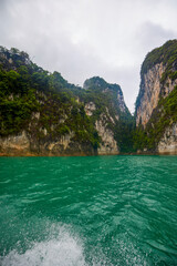 Landscape from Thailand, Khao Sok National Park, on a rainy day.