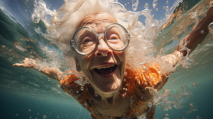 Elderly women swimming to protect the macular degeneration invigorate the brain