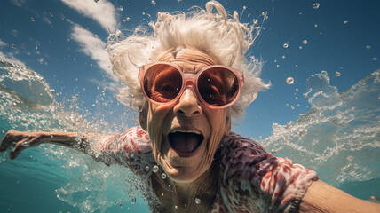 Elderly women swimming to protect the macular degeneration invigorate the brain