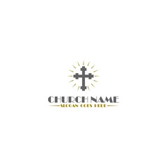 Church christian logo icon design template isolated on white background