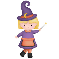 little witch on halloween 