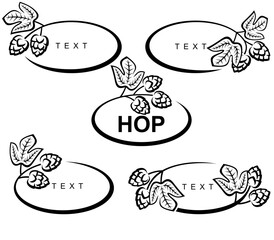 Hop set. Collection hop leaves frame. Vector