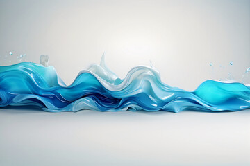 Abstract background with wavy lines. Blue smooth waves of liquid consistency. Generative AI