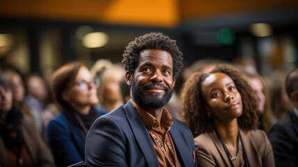 Fototapeta premium Corporate Success: Black Business Leaders and Entrepreneurs Are Prominently Represented in an Empowering Conference Audience