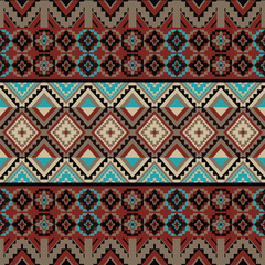 Tribal striped seamless pattern. Aztec geometric vector background. Can be used in textile design, web design for making of clothes, accessories, decorative paper, wrapping, envelope; backpacks,