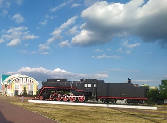 Steam train on the railway station Biysk,Altai