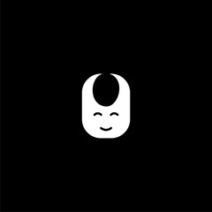 Baby bib icon isolated on black background