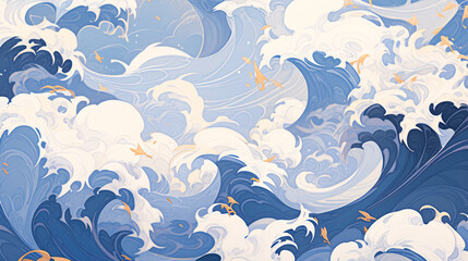 Chinese classical pattern, wave pattern, classical pattern, horizontal version of wave pattern