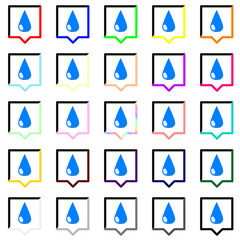 しずく1と黒とカラフルな四角い吹き出し　25色セット