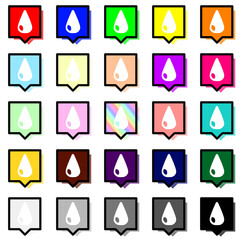 白いしずく1と四角い吹き出しと影　25色セット