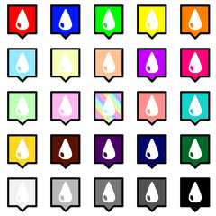 白いしずく1と四角い吹き出し　25色セット