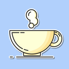 Sticker vector flat cup of coffee,tea.Logo,print trendy linear style