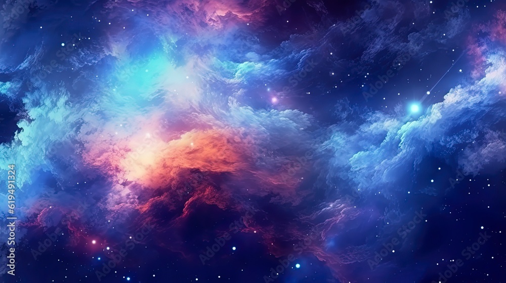Wall mural a colorful space galaxy cloud nebula against a starry night cosmos, showcasing the wonders of the un
