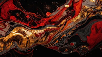 Luxury red and gold liquid marble texture background