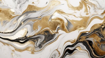 Luxury white, black and gold liquid marble texture background