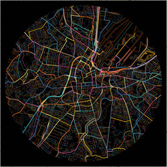 Colorful Map of Belfast, Belfast with all major and minor roads.