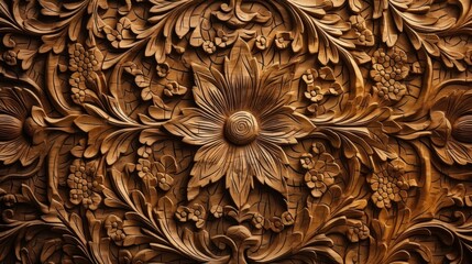 A flower wood carving with intricate details