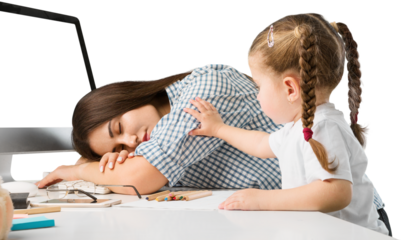 Mother working from home with a cute small kid.