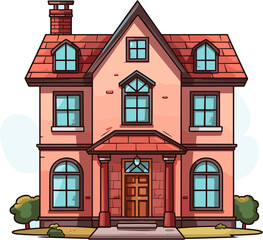 Obraz premium House Illustration in cartoon style AI Generative Image 