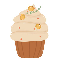 cupcake with cream pumpkin