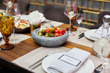 table setting at restaurant
